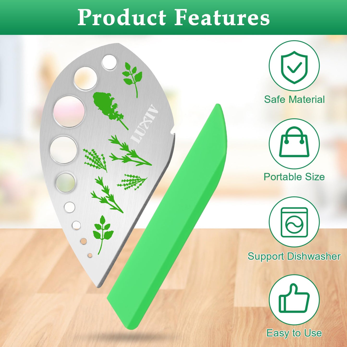 Herb Stripper 9 holes, Luxiv Stainless Steel Kitchen Herb Stripping Tool Loose Leaf Kale Razor Metal Leaf Pealer for Kale, Chard, Collard Greens, Thyme, Basil, Rosemary