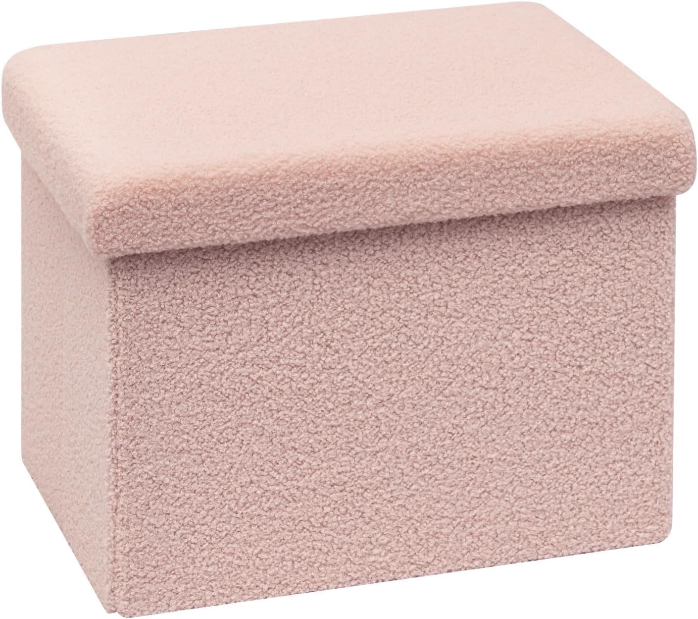 16.5"x12.6"x12.6" B FSOBEIIALEO Storage Ottoman Cube Small Sherpa Ottoman Foot Rest, Foldable Portable Boucle Ottomans