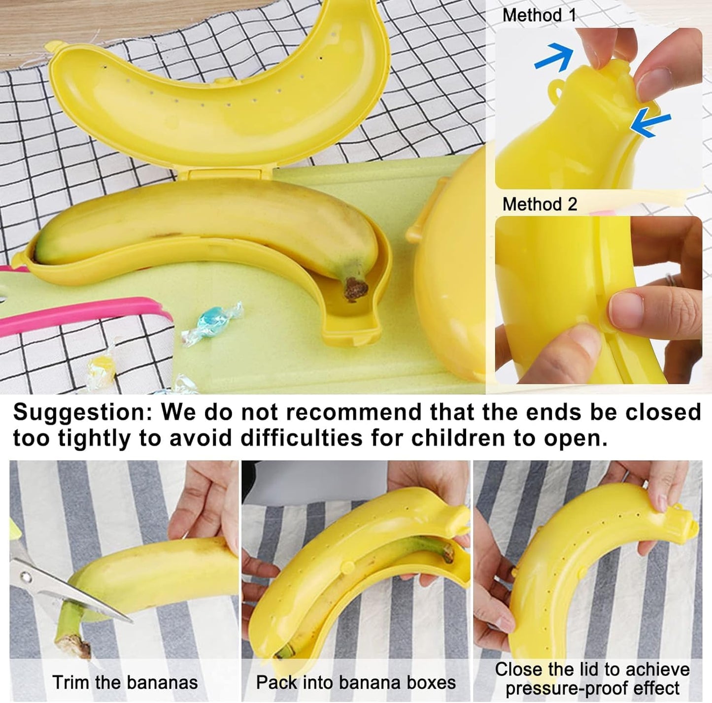Pluzmecalm 3pcs Banana Holder Case, BPA-Free Banana Holder & Protector Box Container Outdoor Travel Case Fruit Storage Box for Picnic Camping,Food Containers