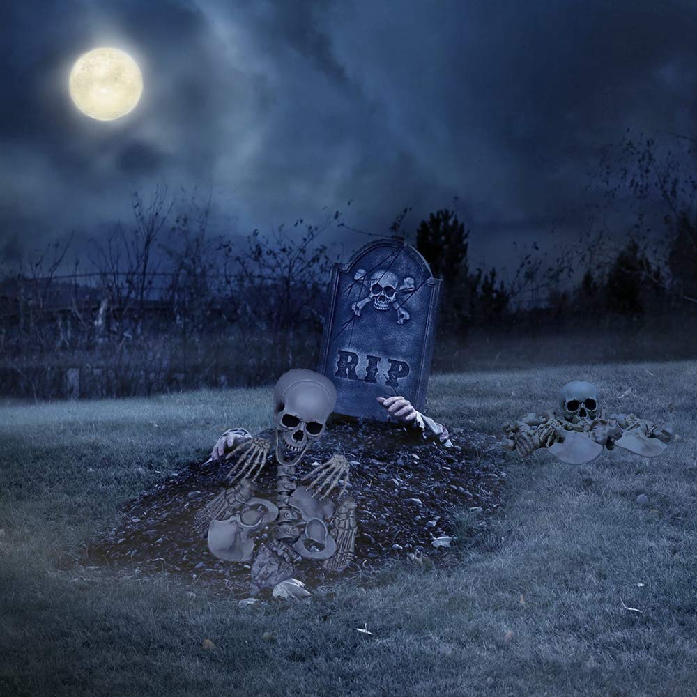 MOKRY PARTY Bag of Bones Halloween Life Size Skeleton Skull for Decoration and Spooky Graveyard 28 PCS