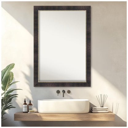 Amanti Art Bronze Bathroom Mirror for Over Sink, 29x41 Odin Antique Bronze Rectangle Vanity Mirror, Large Modern Wood Frame, Hangs Horizonally and Vertically, Bathroom Wall Decor, Non-Beveled Edge