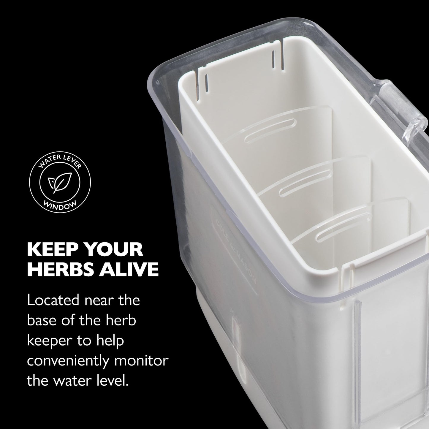 Cole & Mason Fresh Herb Keeper - Acrylic Storage Container for Refrigerator - Storage for Herbs & Vegetables for Fridge - Fresh Herb Keeper