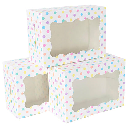 Perfect Occasion Polka Dot Cookie Boxes - 12 Pack - Pastel Polka Dot Cookie Boxes with Window - for Easter, Birthdays, Cupcakes, Pastries - Large Size Easily Fits a Dozen Cookies - 12 pcs