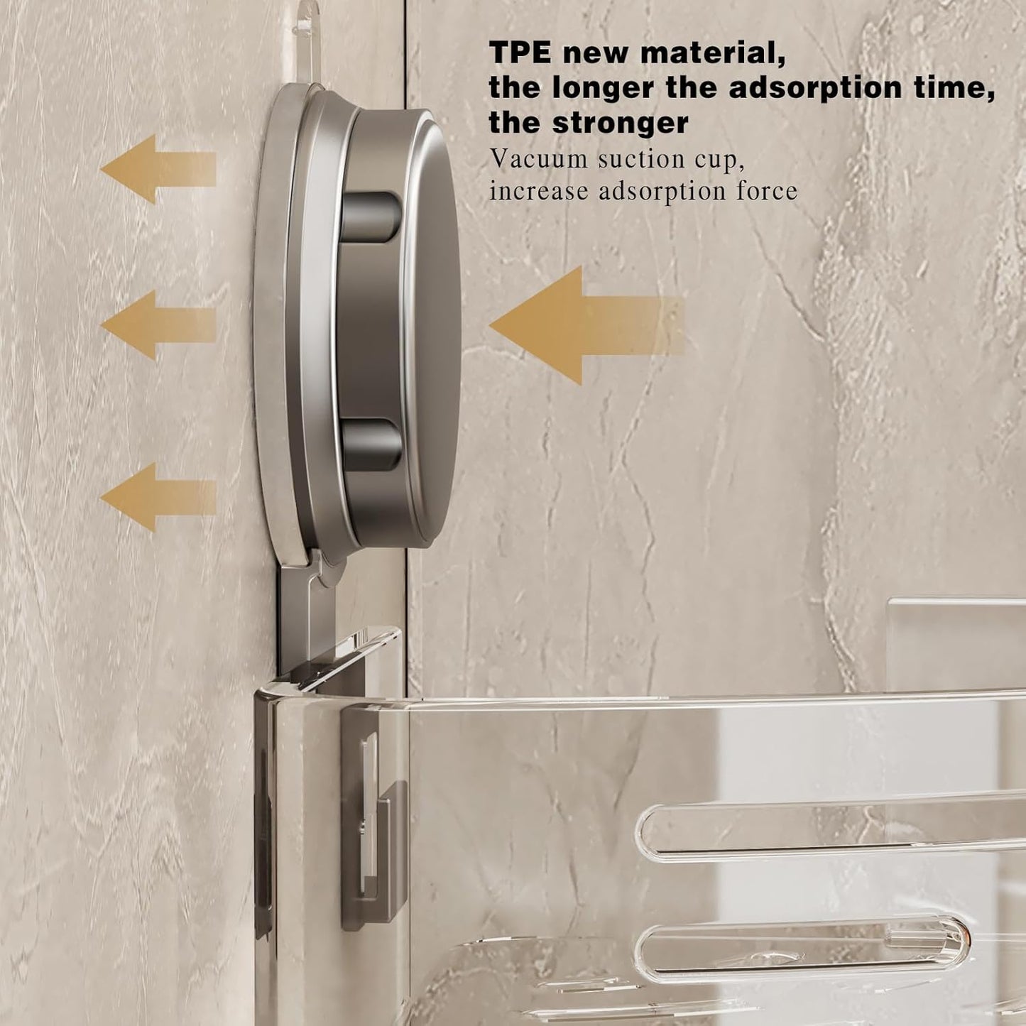VOLPONE Shower Caddy - Corner Suction Cup Organizer with No Drilling | Adhesive Bathroom Shelf (Gray)