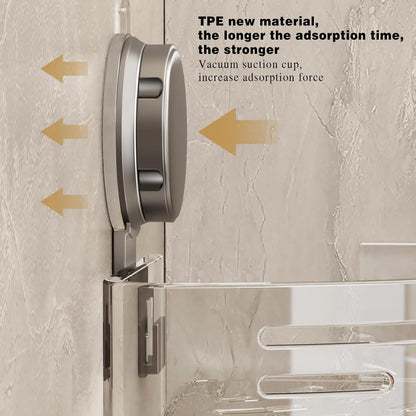 VOLPONE Shower Caddy - Corner Suction Cup Organizer with No Drilling | Adhesive Bathroom Shelf (Gray)
