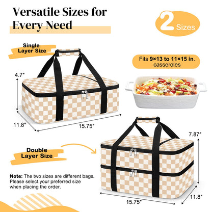 Coobiiya Insulated Casserole Carrier,Lasagna Lugger Tote Keeps Food Hot or Cold,Thermal Lunch Bag Warmer & Cooler Carrier Bag,Portable Tote Bag Fits 9" x 13" Baking Dish for Picnic and Cookout