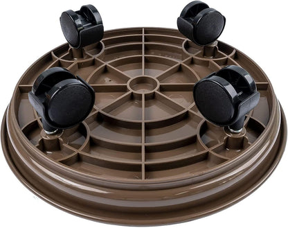 Yiting 12” Heavy-Duty Plant Caddy with Wheels, Rolling Plant Stand Dolly with Casters for Indoor and Outdoor - Brown