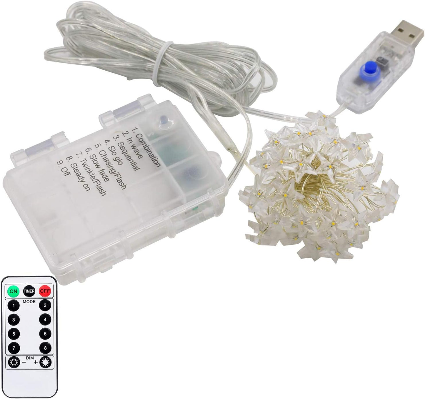 Shimmer forest 40 13ft Twinkle Star String Lights LED Spring Garden Decorative Indoor Outdoor Fairy Light USB & Battery