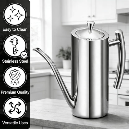 24oz/700mL KSENDALO Stainless Steel Olive Oil Dispenser - Leakproof Oil Bottle, Premium One-Piece Design with Long