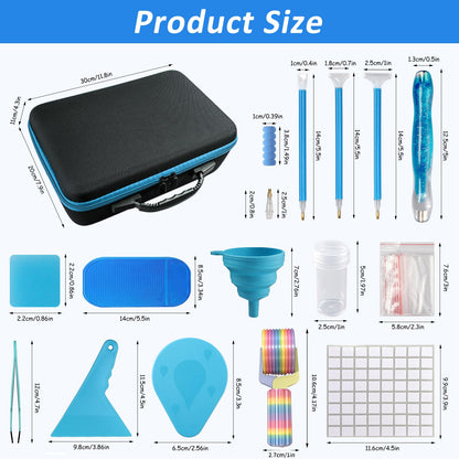 Aicmerk 60 Slot Diamond Art Storage Containers, Portable Diamond Painting Organizer with Tools, Leak Proof Bead Storage Container for Craft Supplies and DIY Art Accessories