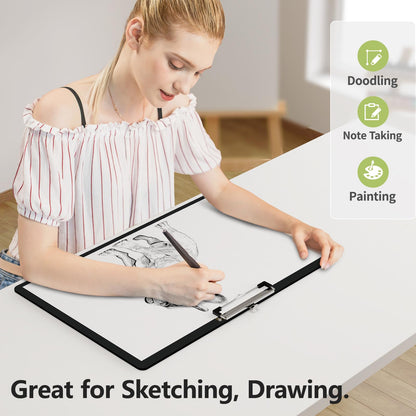 Juvealoe Extra Large Clipboard, 11 x 17 Black Plastic Drawing Boards, Horizontal Clip Board, Landscape Layout, Suitable for Sketching, Watercolor. Drafting & Art Supply