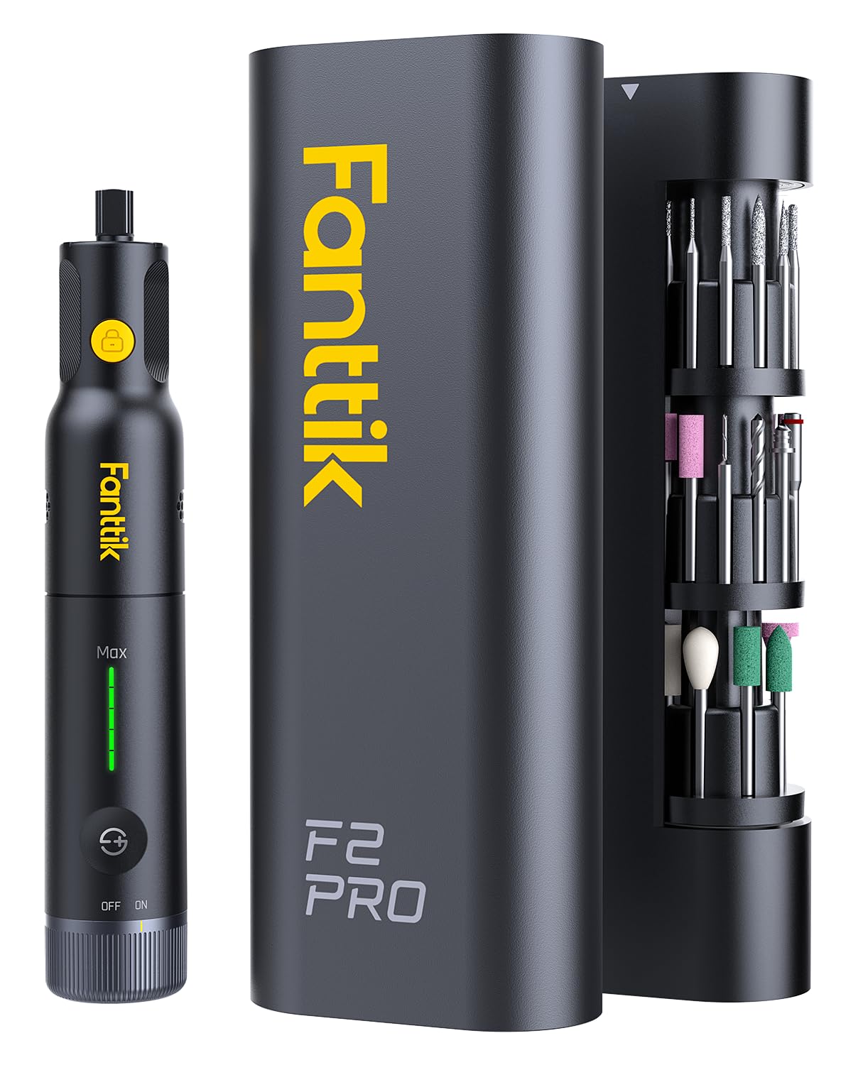 Fanttik F2 PRO Cordless Rotary Tool Kit Strong Magnetic Motor, Revostor Hub, 5 Variable Speed, 25000 RPM, 55 Accessories, for 3D Printed Sanding, Polishing, Drilling, Carving, Cutting DIY Craft