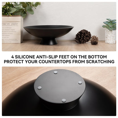 Decorative fruit bowl for Home Decor Large Modern Handicraft Key Bowl for Entryway Table Stylish Centerpiece Purse Bowl Pedestal bowl for Kitchen Counter Coffee Table(Artificial Stone Black)