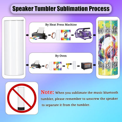 Micellwuu 4 Pack 20 Oz Music Speaker Tumbler, Sublimation Music Tumbler Blanks, Double Wall Vacuum Insulated Coffee Mug with Detachable LED Light, Speaker Cup (Black)