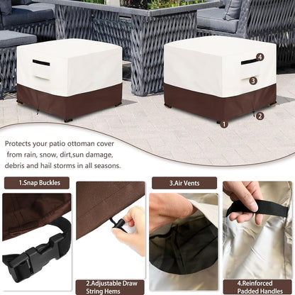 Cover,22W 22D 18H inch,Waterproof 3-Piece Set Patio Ottoman x x Square Patio Small Side Table Cover,Suitable