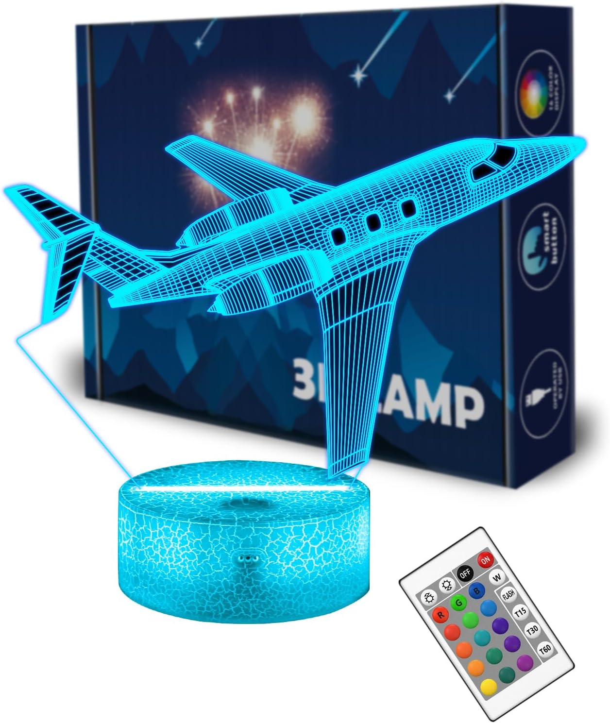 16 FULLOSUN Airplane Gift, Plane Night Light, Pilot Lamp with Remote Control Colors Changeable Kids Room Lighting