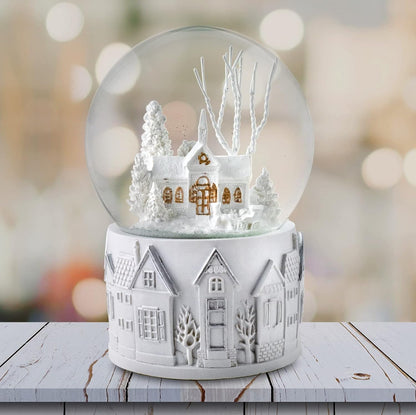 San Francisco Music Box Company - 100MM White Christmas Scene Snow Globe | Perfect Holiday Decor