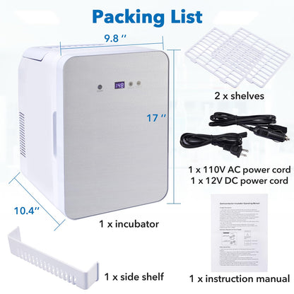 ScitoLAB 10L Incubator, 35-148℉ Bacteria Incubator, Thermostatic Cabinet Incubator for Lab General Purpose, Petri Dishes, Seed, 12V/110V