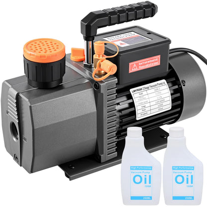 LMYYGOO 5 CFM 2-Stage HVAC Vacuum Pump, 1/2 HP Sparkless Motor, Deep Vacuum Pump for R32 R1234yf R410a R134a, Automotive AC & Mini Split Refrigeration System Evacuation