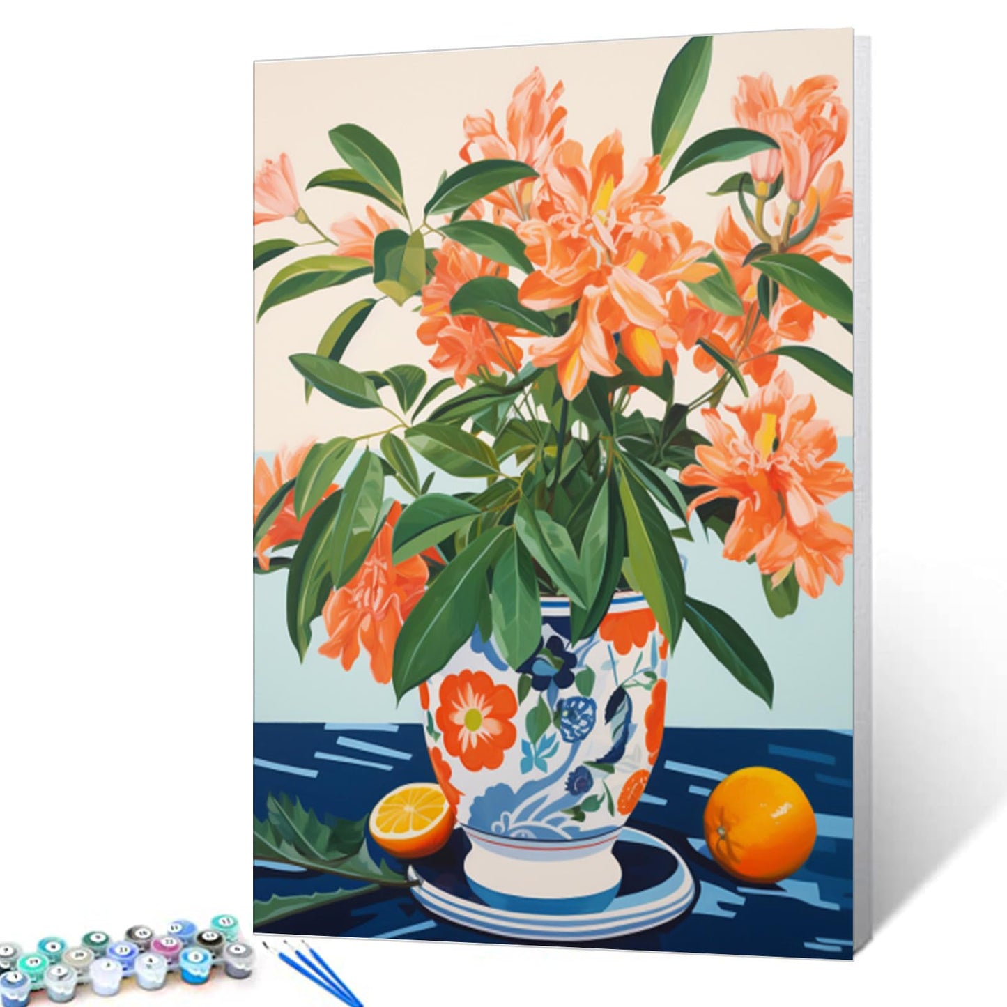 Tucocoo Orange Flowers in a Floral Pot Paint by Numbers Kits 16x20 inch Canvas DIY Oil Painting for Kids, Students, Adults Beginner with Brushes Acrylic Pigment Neo-Pop Style Painting(Without Frame)