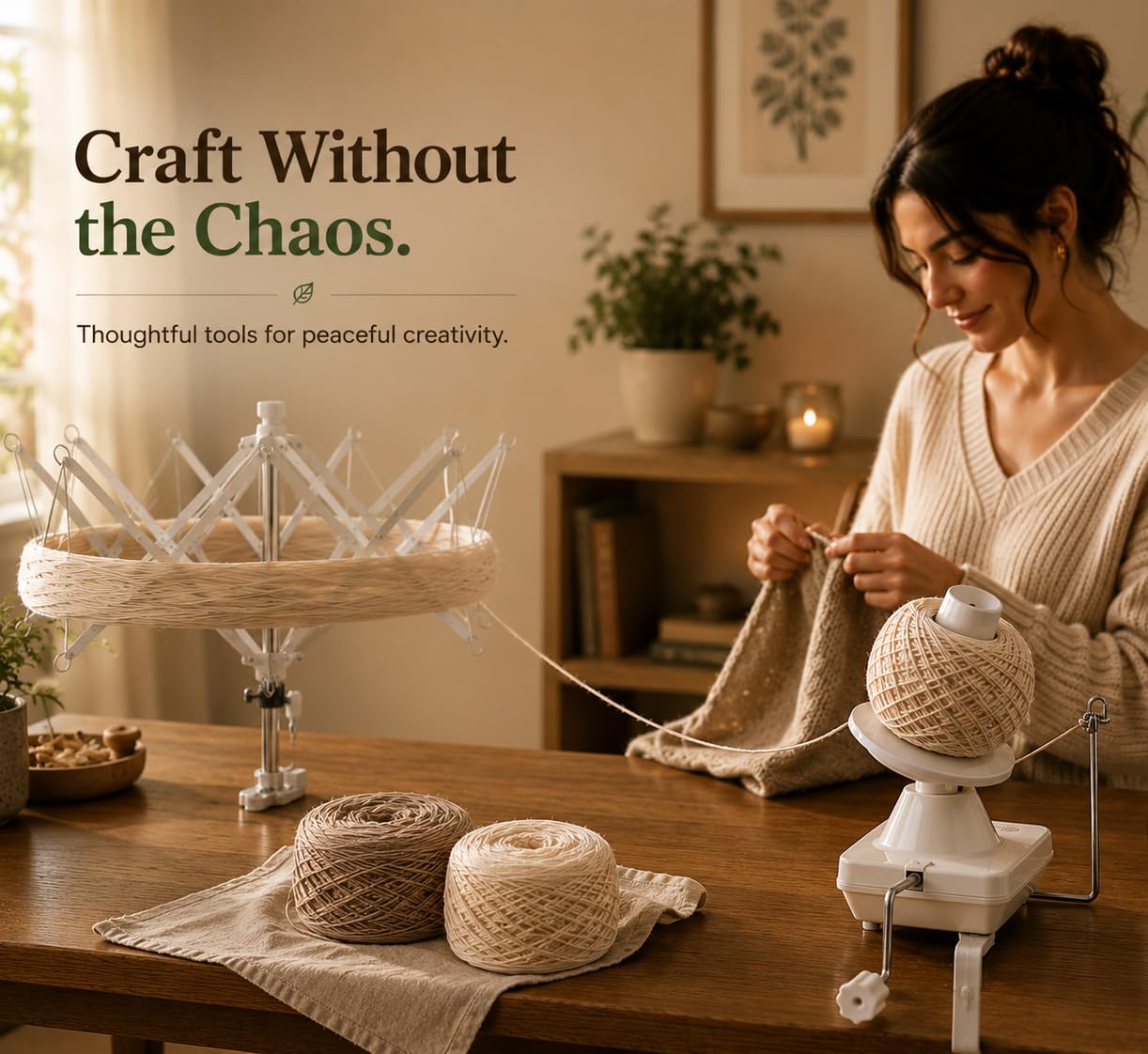ClarArti - Yarn Swift and Ball Winder Set – Hand-Operated Yarn Winder with Umbrella Swift for Knitting, Crochet & Yarn Cakes