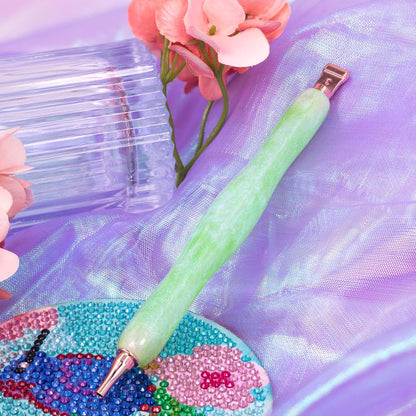 Praise V Do Diamond Painting Art Drill Pen Kit with Screw Stainless Steel Rose Metal Tip Nibs Placers Roller Tool Accessories, Ergonomic Diamond Art Pen for 5D Diamond Paint Bead Dot Green