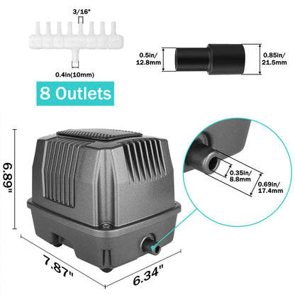 FUMAK Linear Air Pump for Aeration, 635GPH Septic Air Pump Pond Aerator for Koi Pond, Aquarium, Waste Treatment, Fish Farm, Seafood Restaurant, Hydroponic