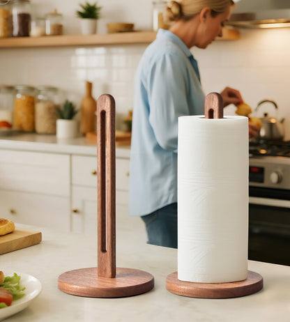 CHAUNCEY HOME Acacia Wooden Paper Towel Holder Stand for Jumbo Roll - Stylish Kitchen Paper Rack Bathroom Towel Roll Stand Organizer, UA, Solid Wood Simply Standing Countertop Paper Roll Holder, Large