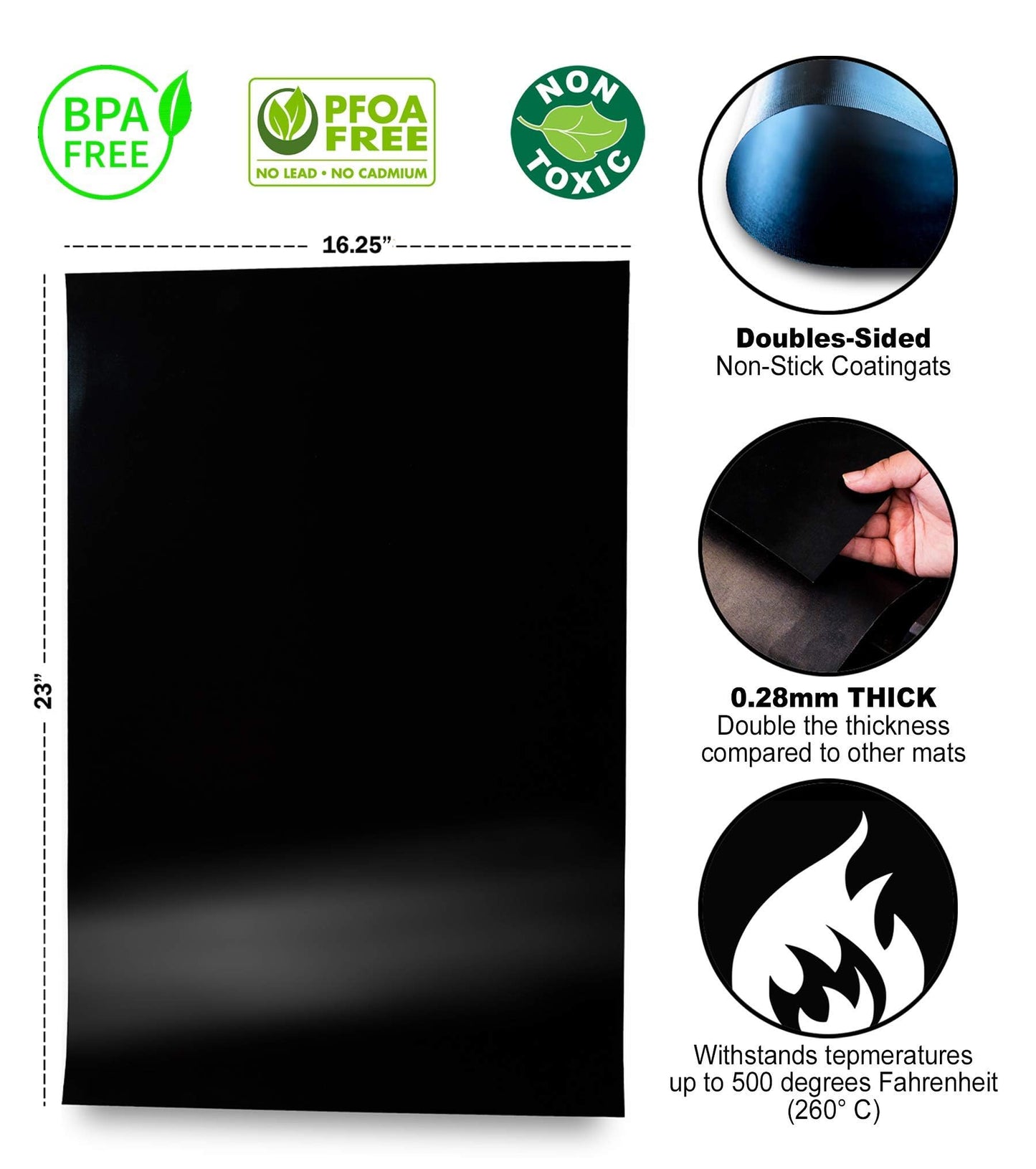 Oven Liners for Bottom of Oven – Heavy Duty Non Stick Reusable Oven Liner for Gas & Electric Ovens – Oven Mat for Bottom of Oven – Heat Resistant to 500°F, 23x16.25", 3 Pack