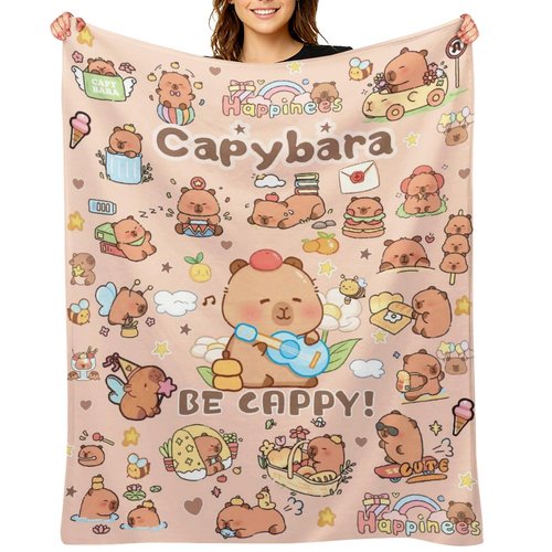 Capybara Gifts Capybara Blanket Soft Flannel Throw Blanket for Kids Teens Men Women - for Couch, Bed, Sofa, All Season Use