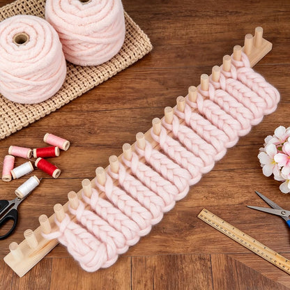 PH PandaHall 0.8m Chunky Blanket Loom Knitting Kit, Adjustable Size Hand Knitting Kit DIY Wooden Weaving Blanket Maker Yarn Crochet Loom Frame for DIY Hand Yarn Crafts Beginner