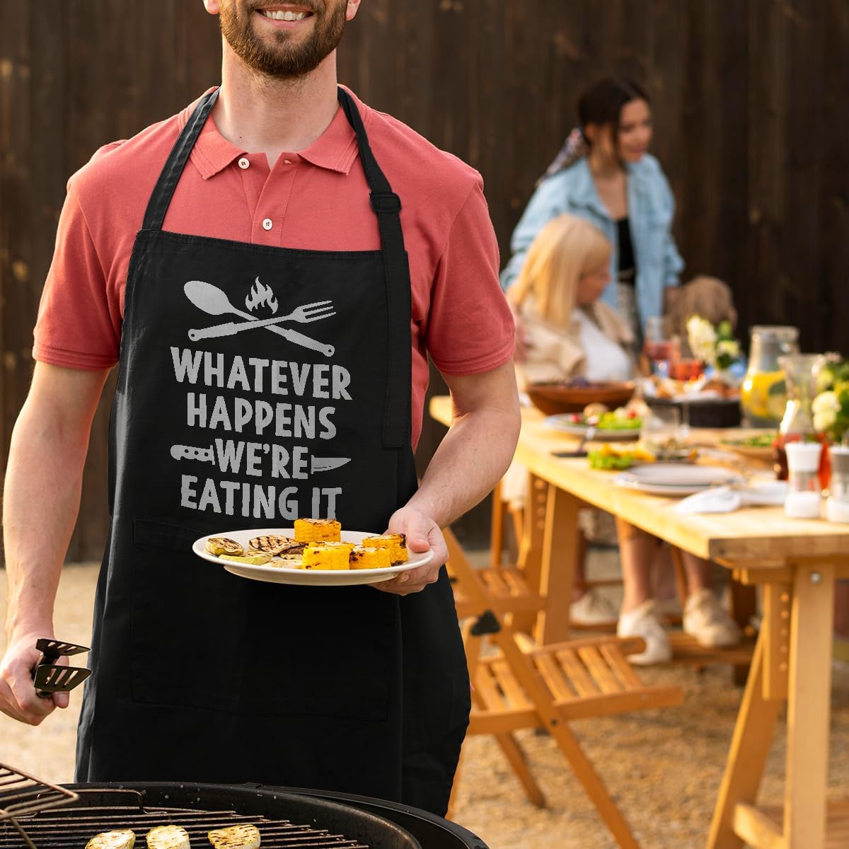 SANDJEST Mens Aprons with Pockets - Funny BBQ Kitchen Cooking Aprons for Birthday Christmas Gifts