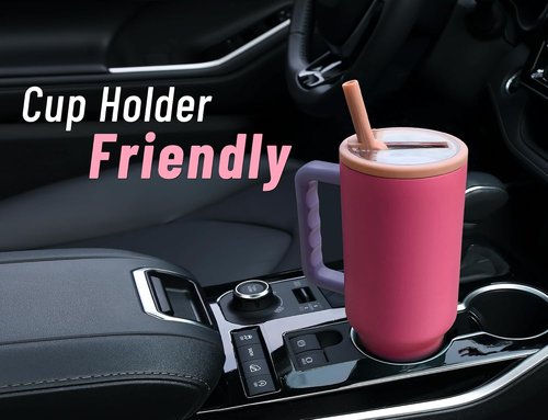 DLOCCOLD 40 oz Insulated Tumbler - Leak Resistant, Handle & Flip Straw, Car Cup Holder Friendly