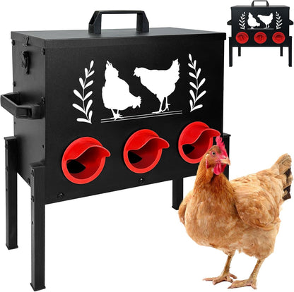 koretech 30 lb 6 Chicken Feeders, Capacity Port Automatic Chicken Feeder, Metal Chick Feeder with Locking Lid and Legs