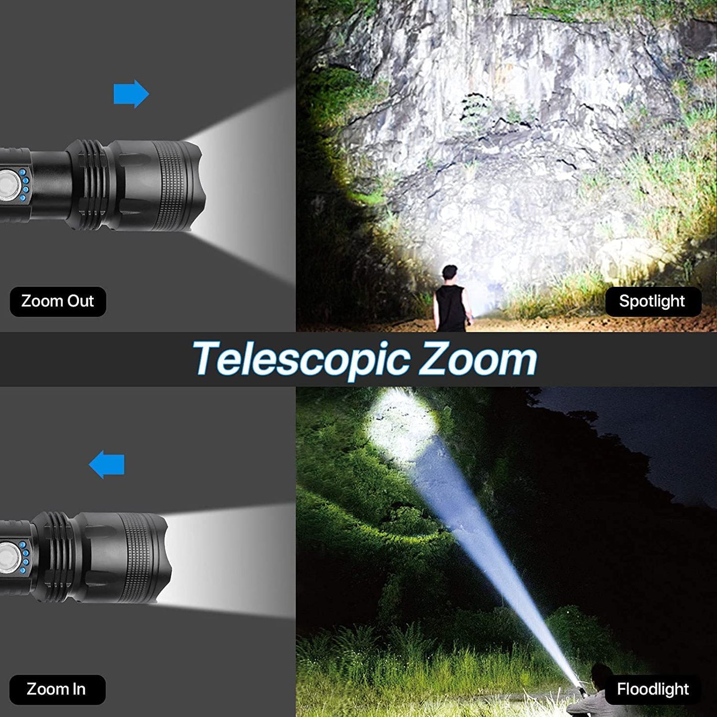 Rechargeable Flashlights High Lumens, 90000 Lumens Super Bright LED Flash Light, 5 Modes, IPX6 Waterproof Handheld Flash Light for Home, Emergencies, Camping