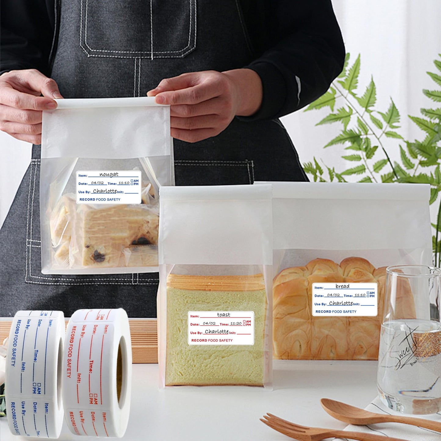DeliaVo 1000 Pcs Freezer Labels, 1 x 2 Inch Food Labels Stickers, Removable Labels for Food Containers - Easy to Write On(2 Rolls, 2 Colors)