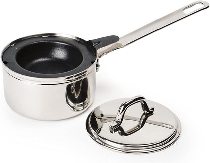 RSVP International Endurance Single Egg Poacher Set - Perfectly Poached Eggs with Stainless Steel Pan, Dishwasher Safe