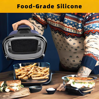Silicone Splatter Shield for Ninja FN101 Air Fryer, Heat Resistant Silicone Splash Guard Mat for Ninja Crispi Air Fryer, Food-grade Air Fryer Accessories, 2 Pack (Black&Grey)