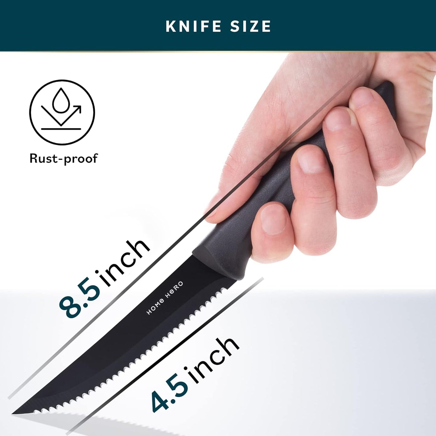 Home Hero 12-Piece Razor-Sharp Steak Knives Set, High-Carbon Stainless Steel with Ergonomic Handles for Precise Cutting