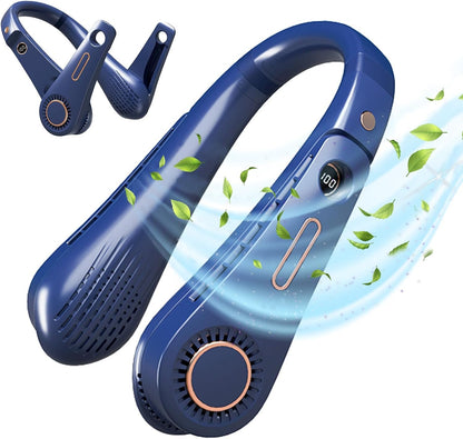 Neck Fan, 4000mAh Battery Power, Portable USB Charging Neck Fan, 5 Gear Adjustable Fast Cooling, Super Quiet