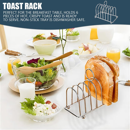 Toast Rack Stainless Steel Toast Holder Stand with Ball Feet and Loop Carry Handle Bakeware Grid Cooling Racks for Buffet Breakfast Lunch Dinner