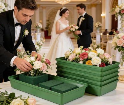 10pcs Flower Mud Fixing Plate, Floral Foam Bowls Rectangle Flower Arrangement Holder Tray Flower Arrangement Base for Table Party Wedding Festival Flower Decor