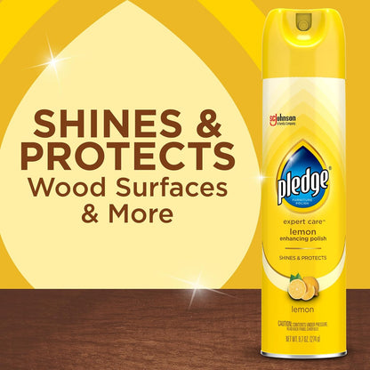 Pledge Enhancing Polish Spray - Wood & Stainless Steel Cleaner | Fast Shine, Scratch Protection, 9.7oz