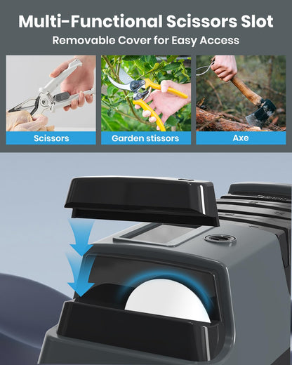 Upgrade 5 in 1 Electric Knife Sharpener with LCD Screen, 3 Rotational Speed Adjustable, 100% Diamond Abrasives, knife sharpener for Straight, Serrated, Meat Cleaver, Ceramic Knives Electric Knife