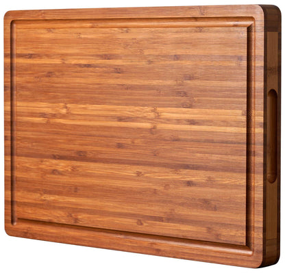 Allsum XL Cutting Board for Kitchen, 20x15" Extra Large, 1" Thick Bamboo Wood Butcher Chopping Block, Cheese Board, Durable Reversible with Juice Grooves and Handles
