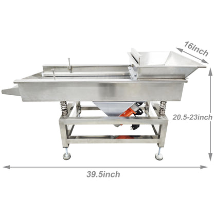 TECHTONGDA Straight Vibrating Sieve Screen Shaker Electric Linear Sifter Machine Stainless Steel One Layer Two Motors 2mm Round Hole Screen Size 11.8×31.5inch 110V