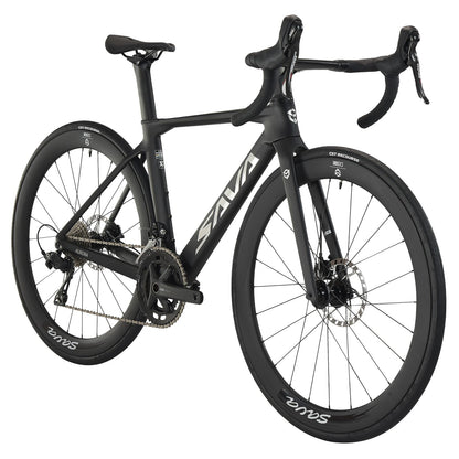 SAVADECK A7L Carbon Road Bike, T800 Carbon Fiber Frame 700C Racing Bicycle with Shimano 105 R7100 24 Speed Groupset and Hydraulic Disc Brake, Ultra-Light Carbon Bike for Man and Women(Black,47cm)