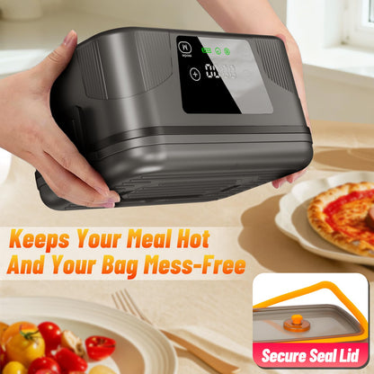 great dachong Heated Lunch Box for Men, 18000mAh Rechargeable Electric Lunch Box Warmer, Portable 6 Cups Food Heater 1.5L, Cordless Lunchbox for Work Office Car