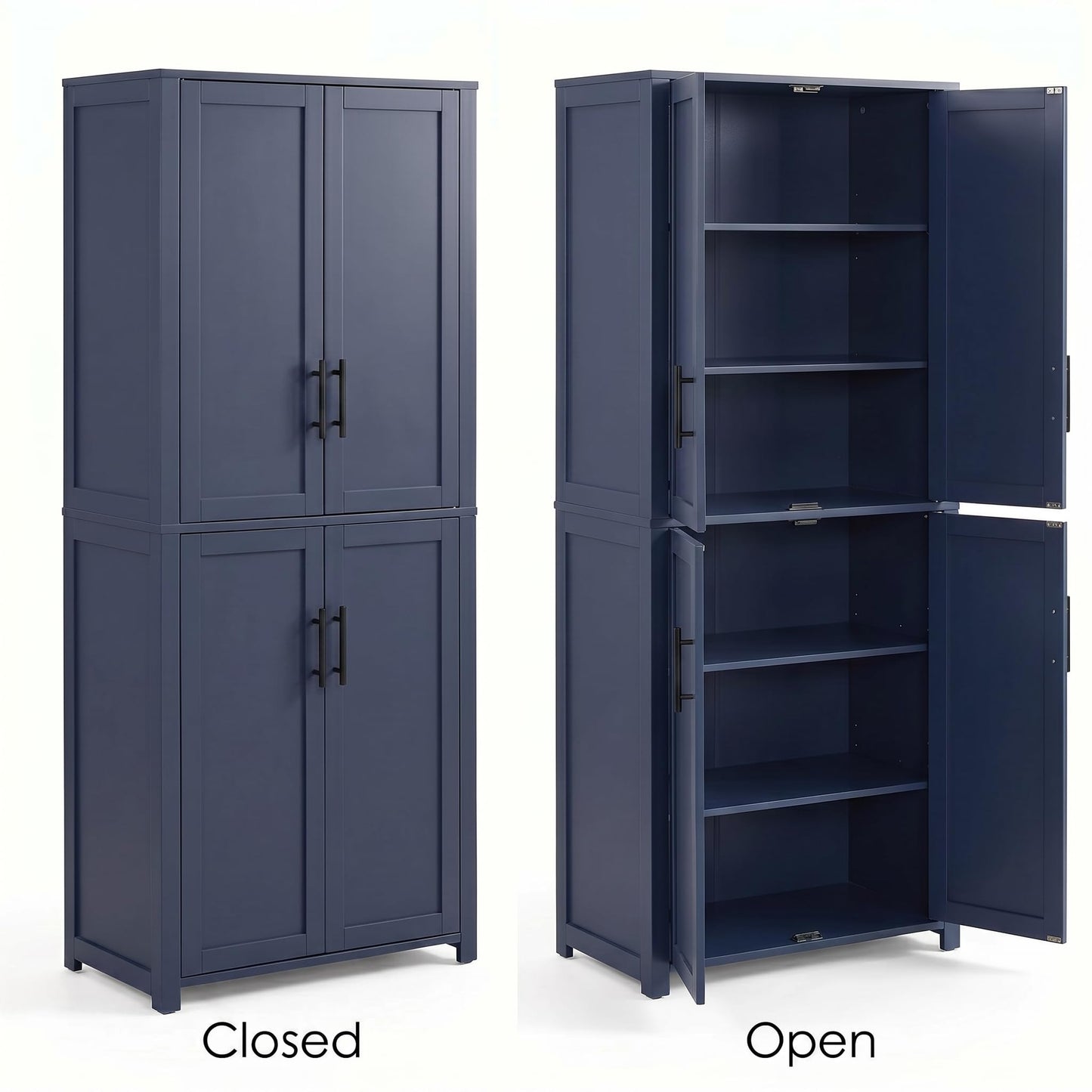 Casaphoria Kitchen Pantry Cabinet, 67" Tall Freestanding Kitchen Cabinet with 4 Adjustable Shelves, 28" W Storage Cabinet for Kitchen Pantry Organization (Navy Blue, Single)