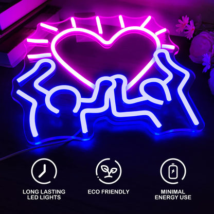 Graffiti Heart Neon Sign LED Signs for Wall Dimmable Heart Neon Light Up Signs for Bedroom Man Cave Neon Wall Art Decor Gifts for Teens